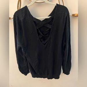 NWT Love Ellie XXL Cross Cross Back Sweater - Black